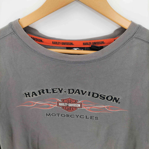 ハーレーダビッドソン HARLEY-DAVIDSON 刺繍ロゴ プリント ロングスリーブTシャツ ロンT メンズ import:L
