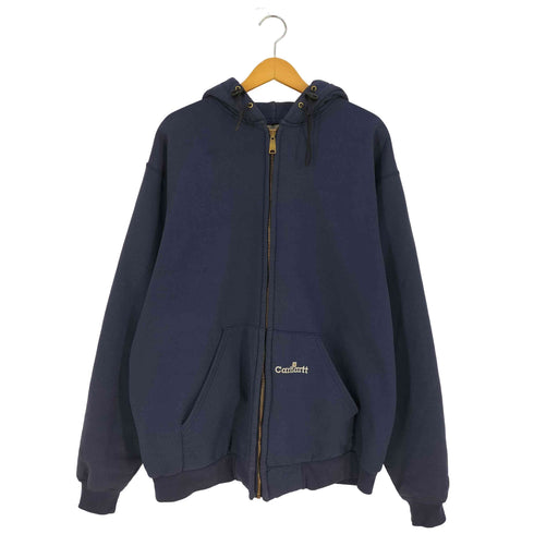 カーハート Carhartt 00s USA製 ロゴ刺繍 裏地サーマル ジップアップパーカー メンズ