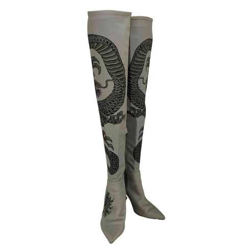 イエロー YELLO WABI DRAGON TATOO BOOTS レディース L