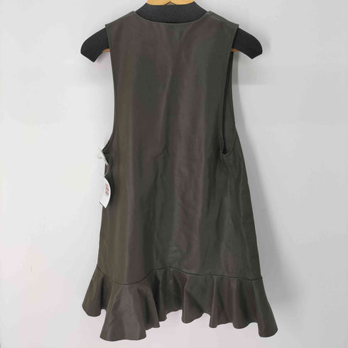 ザラ ZARA 裾フリルフェイクレザーワンピース レディース import:M