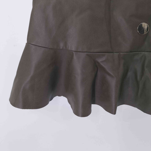 ザラ ZARA 裾フリルフェイクレザーワンピース レディース import:M