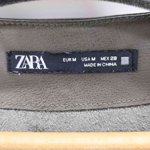 ザラ ZARA 裾フリルフェイクレザーワンピース レディース import:M