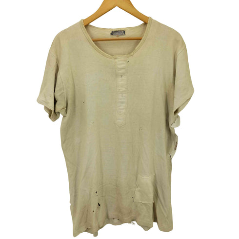 ZWEIFÄDIG BAUMWOLLE EURO VINTAGE ドイツ フェイクヘンリーネック ボロ パッチワーク加工 クルーネック S/S Tシャツ メンズ 7