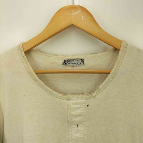 ZWEIFÄDIG BAUMWOLLE EURO VINTAGE ドイツ フェイクヘンリーネック ボロ パッチワーク加工 クルーネック S/S Tシャツ メンズ 7