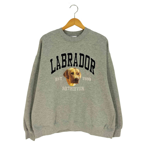 モノマート MONO-MART Labrador Retriever ラブラドールレトリバー ドッグ プリント 刺繍 クルーネックスウェット メンズ JPN:M