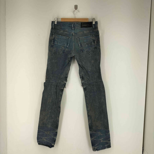 セブンユリウス _7 JULIUS 10AW アークドデニムパンツ クラッシュ加工 ボタンフライスキニーパンツ メンズ JPN:1