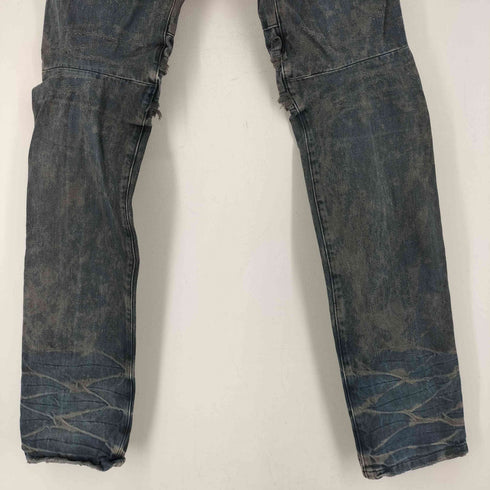 セブンユリウス _7 JULIUS 10AW アークドデニムパンツ クラッシュ加工 ボタンフライスキニーパンツ メンズ JPN:1
