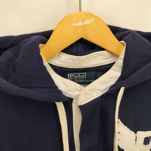 ポロバイラルフローレン Polo by RALPH LAUREN 90S ウィング R 67 刺繍 ヘンリーネック 後付け フード パーカー メンズ import:L