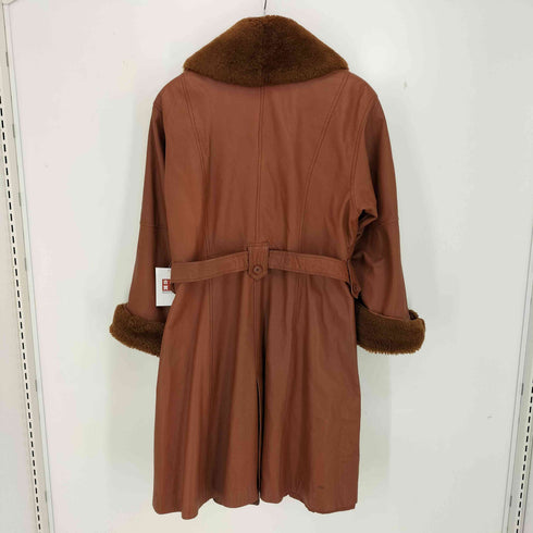 ランセル LANCEL 羊革 ラムレザー トレンチコート 襟ムートン レディース 9