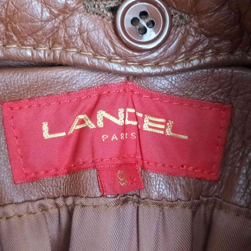 ランセル LANCEL 羊革 ラムレザー トレンチコート 襟ムートン レディース 9
