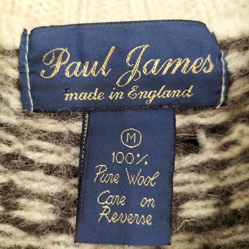 80S 英国製 Paul James Pure Wool ノルディック柄 セーター メンズ import:M