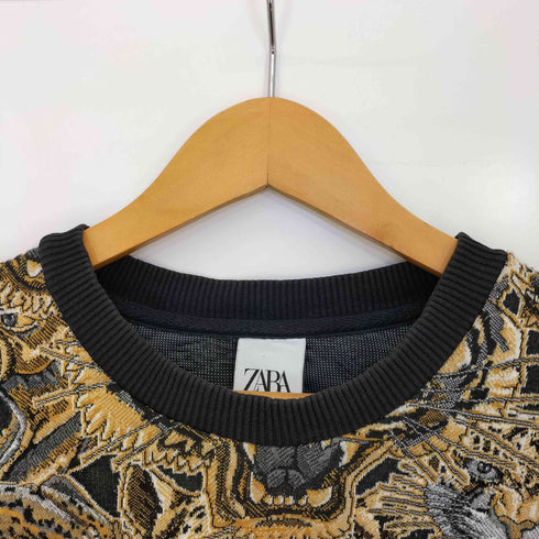 ザラ ZARA 虎柄 ジャガード クルーネックスウェット メンズ import:XL