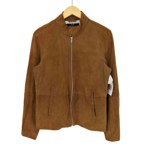 ザラ ZARA 山羊革 スエード シングルライダースジャケット メンズ import:M