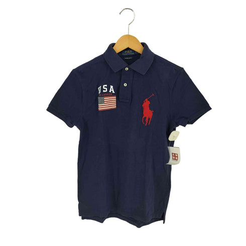 ポロラルフローレン POLO RALPH LAUREN CUSTOM SLIM FIT ビッグポニー刺繍 星条旗ポロシャツ メンズ import:S