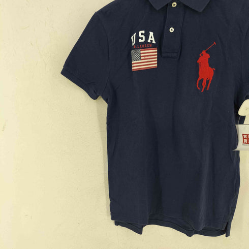 ポロラルフローレン POLO RALPH LAUREN CUSTOM SLIM FIT ビッグポニー刺繍 星条旗ポロシャツ メンズ import:S