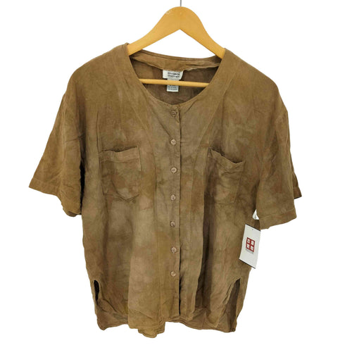 シルク100% ノーカラー S/S シャツブラウス レディース JPN:M