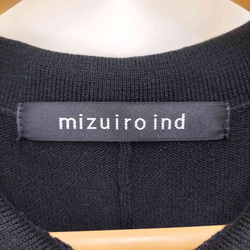 ミズイロインド mizuiro ind ボーダー クルーネック コットン リブ ミディ ワンピース レディース