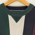 トミーヒルフィガー TOMMY HILFIGER 80-90s インド製 フラッグタグ エンブレム刺繍 マルチカラーストライプ 前V コットン ニット メンズ import:L