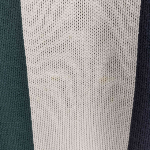 トミーヒルフィガー TOMMY HILFIGER 80-90s インド製 フラッグタグ エンブレム刺繍 マルチカラーストライプ 前V コットン ニット メンズ import:L