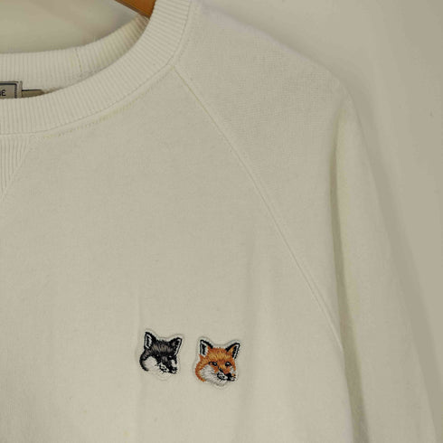 メゾンキツネ MAISON KITSUNE DOUBLE FOX HEAD PATCH CLASSIC SWEATSHIRT ダブルフォックスヘッド パッチ ワンポイント スウェット メンズ import:L