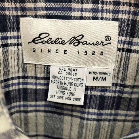 エディーバウアー Eddie Bauer 90-00S 白タグ マドラスチェック B.D S/S シャツ メンズ import:M