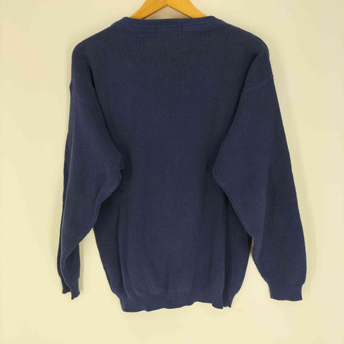 エディーバウアー Eddie Bauer 90-00S 白タグ 畦編み Vガゼット コットン クルーネック ニット セーター メンズ import:XS