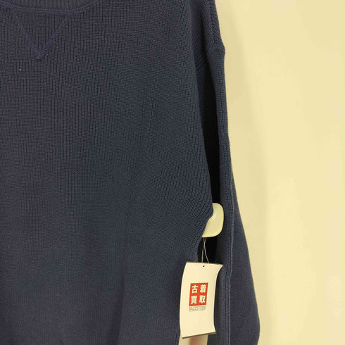 エディーバウアー Eddie Bauer 90-00S 白タグ 畦編み Vガゼット コットン クルーネック ニット セーター メンズ import:XS