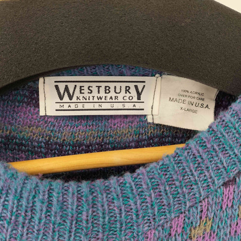WESTBURY USA製 総柄 アクリルニット メンズ JPN:XL