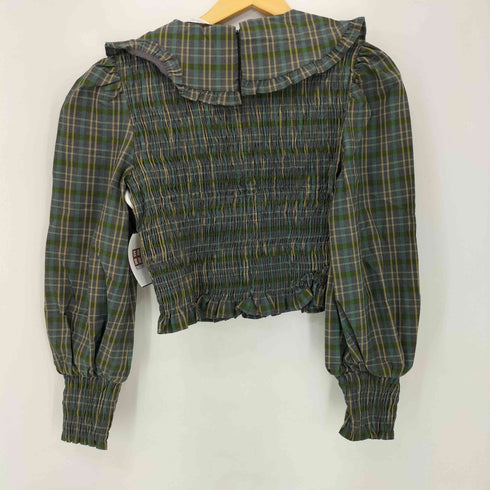 ザラ ZARA ピーターパン襟 ブラウス ギャザ チェック レディース import:S