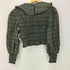ザラ ZARA ピーターパン襟 ブラウス ギャザ チェック レディース import:S