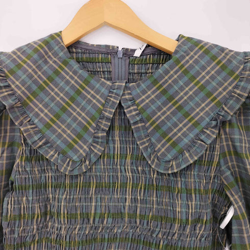 ザラ ZARA ピーターパン襟 ブラウス ギャザ チェック レディース import:S