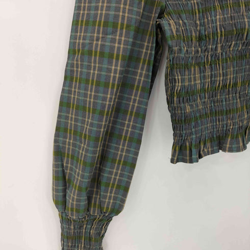 ザラ ZARA ピーターパン襟 ブラウス ギャザ チェック レディース import:S