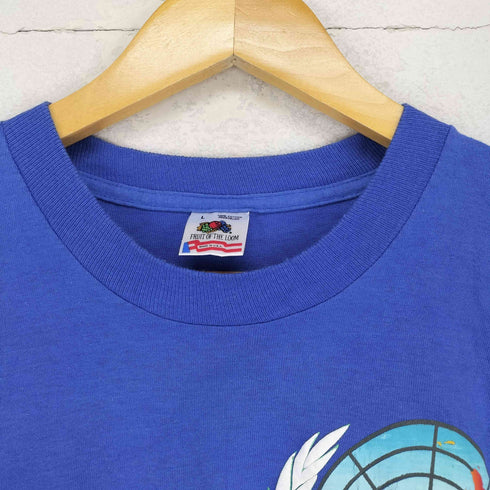 フルーツオブザルーム FRUIT OF THE LOOM 90S MADE IN USA UNITED NATIONS 両面発泡プリントTシャツ袖裾シングル メンズ L