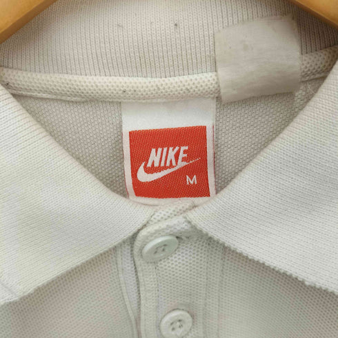 ナイキ NIKE 80-90S 赤白タグ 同色 ロゴ 刺繍 S/S ポロシャツ メンズ import:M