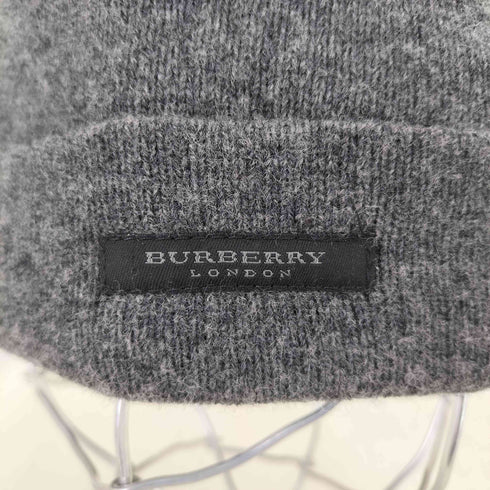 バーバリーロンドン BURBERRY LONDON 英国製 LAMBSWOOL ロゴ パッチ ニット ビーニー メンズ