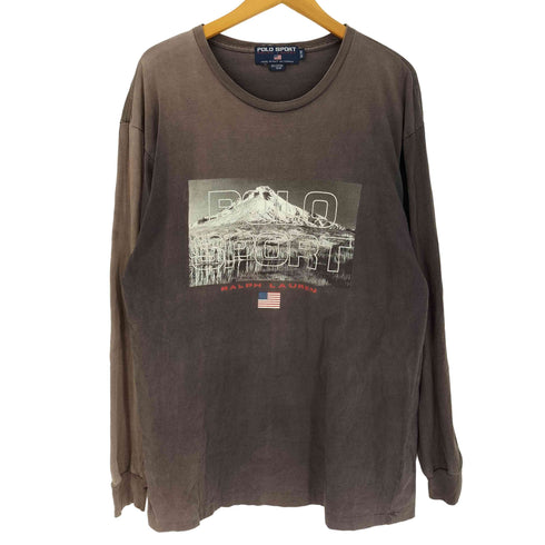 ポロスポーツラルフローレン POLO SPORT RALPH LAUREN カナダ製 マウンテン ロゴ プリント L/S Tシャツ メンズ import:M