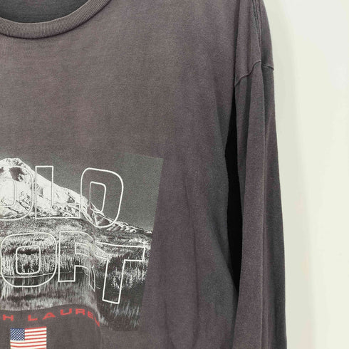 ポロスポーツラルフローレン POLO SPORT RALPH LAUREN カナダ製 マウンテン ロゴ プリント L/S Tシャツ メンズ import:M