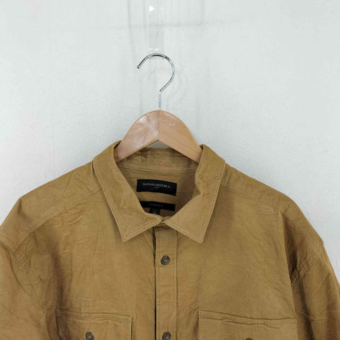 バナナリパブリック BANANA REPUBLIC LS VEGAN SUEDE TAN フェイクスウェードシャツ メンズ TALL XL