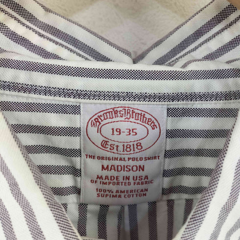 ブルックスブラザーズ BROOKS BROTHERS USA製 madison スーピマコットン ストライプ BDシャツ メンズ 19-35