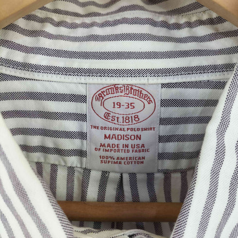 ブルックスブラザーズ BROOKS BROTHERS USA製 madison スーピマコットン ストライプ BDシャツ メンズ 19-35