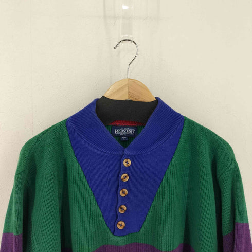 ランズエンド LANDS END 90S usa製 マルチカラーヘンリーネックニット メンズ import:L