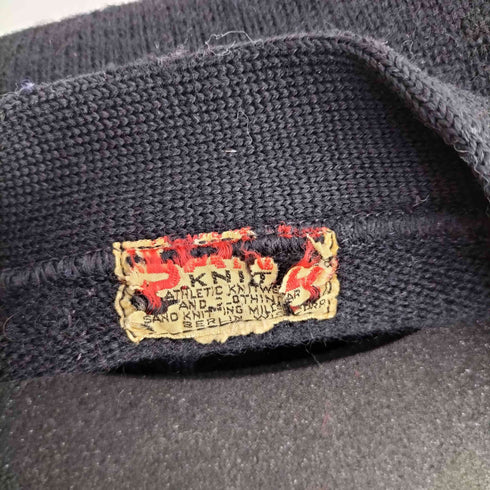 40~50s sandknit レタードカーディガン 樹脂ボタン メンズ