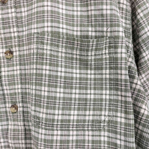 エルエルビーン L.L.Bean 00s リネン混 ポケット半袖チェックシャツ メンズ L