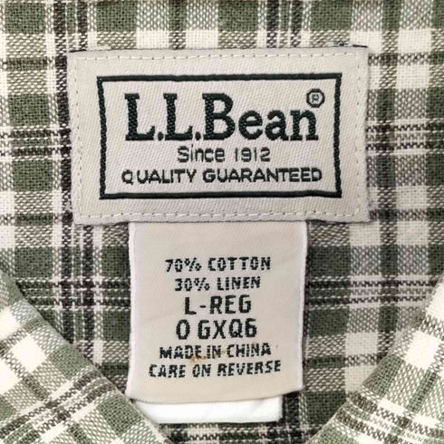 エルエルビーン L.L.Bean 00s リネン混 ポケット半袖チェックシャツ メンズ L
