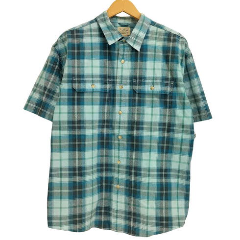 エルエルビーン L.L.Bean 00s TRADITIONAL FIT ダブルポケット 半袖ポケットチェックシャツ メンズ L