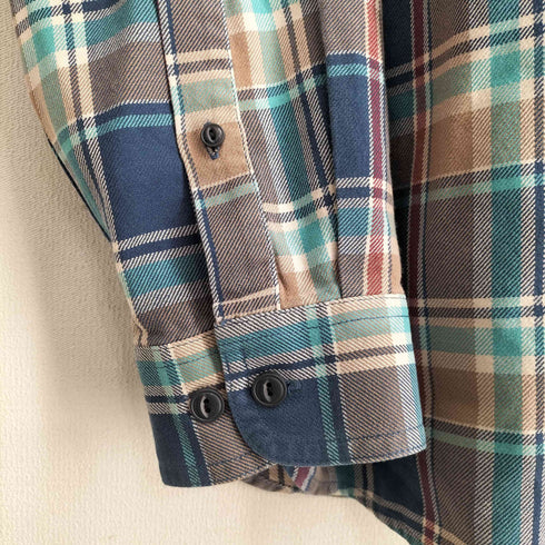 エルエルビーン L.L.Bean 00s SLIGHTLY FITTED マドラスチェック ダブルポケット長袖シャツ メンズ L