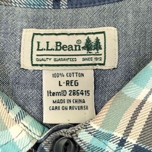 エルエルビーン L.L.Bean 00s SLIGHTLY FITTED マドラスチェック ダブルポケット長袖シャツ メンズ L
