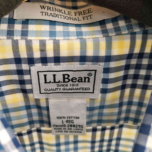 エルエルビーン L.L.Bean 00s WRUINKLE FREE TRADITIONAL FIT 長袖ボタンダウンチェックシャツ メンズ L