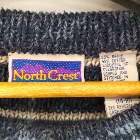 North Crest 90S ノーカラー 鹿柄 リネン混カーディガン レディース JPN:L