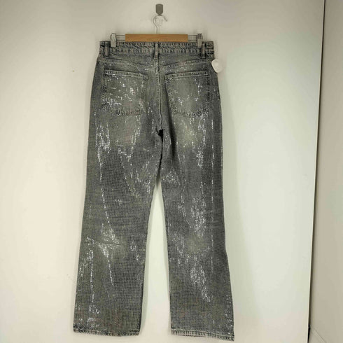 ザラ ZARA MID-RISE WIDE LEG SEQUIN FOIL JEANS レディース 32